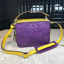 Цветная квадратная дизайнерская женская сумка на плечо из натуральной крокодиловой кожи, Женская Мини-сумочка из кожи аллигатора, маленькая дамская сумочка