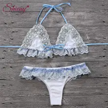 

Shieny Sexy Swimming Suit for Women Back Lace Up Two Piece Swimsuits Women Summer 2018 Low Waist Lace Brazilian Bikini Set