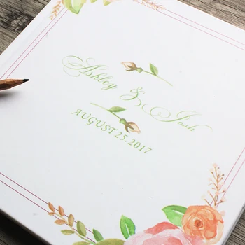 

Personalized Floral White Wedding Guest Book,Custom Photo Album,Wedding Guest Book,Baby Shower,Anniversary Party Guestbook Sign