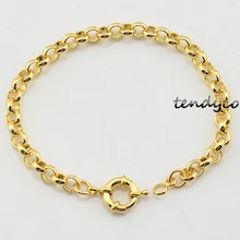 6 мм круглые звенья мужские женские желтые/белые Золотые заполненные звенья цепи браслет моряка застежка золотые ювелирные изделия