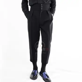 

Trendy male fashion high waist pants pants hairdresser nine pants performance street beat casual pants