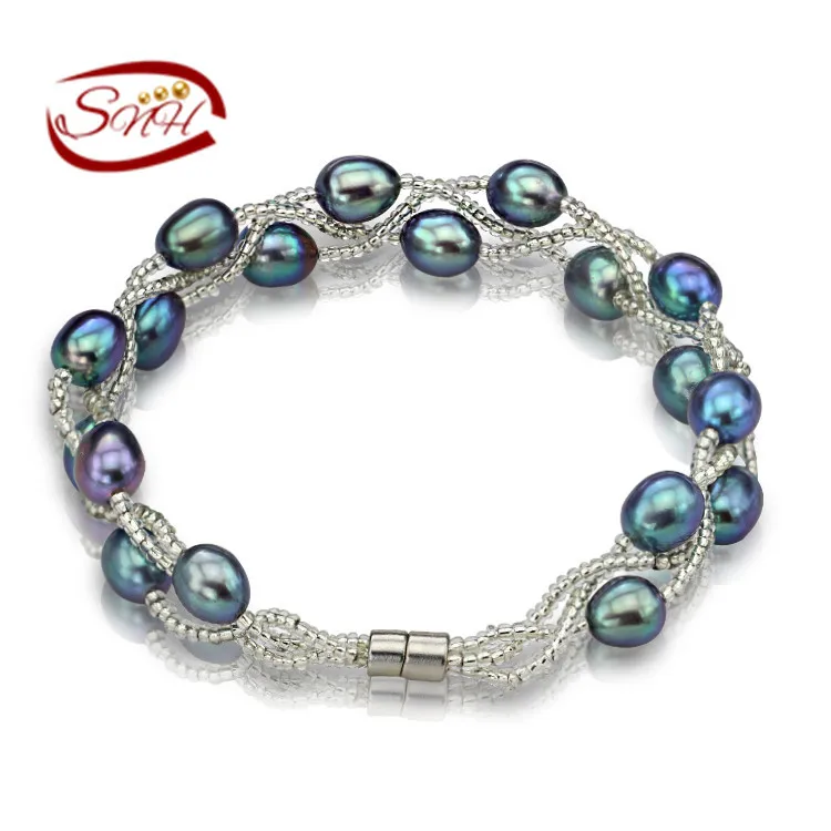 

100% Natural Freshwater Pearl Bracelets Silver 925 Chain many colors Real pearl gift for girl friend