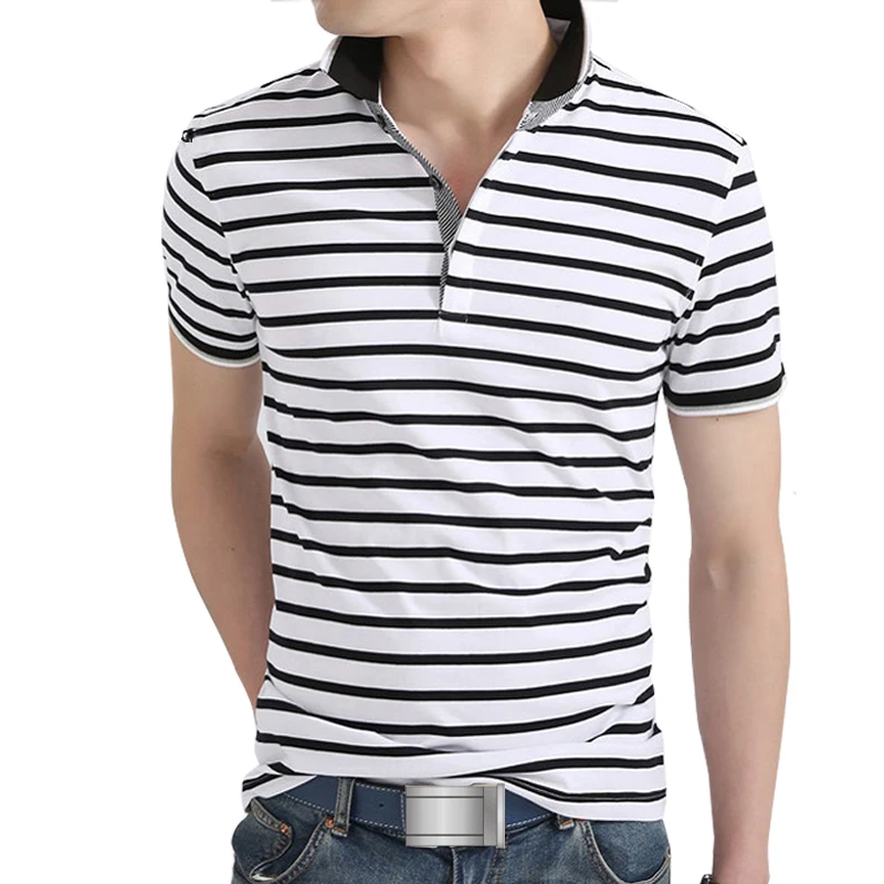 High quality summer mens polo Stripe shirt brands cotton