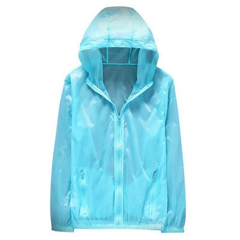 Новая мужская летняя куртка с защитой от ультрафиолета для спорта на открытом воздухе, быстросохнущая Солнцезащитная куртка с капюшоном для езды на велосипеде, путешествий, пальто, ветровка - Цвет: light blue