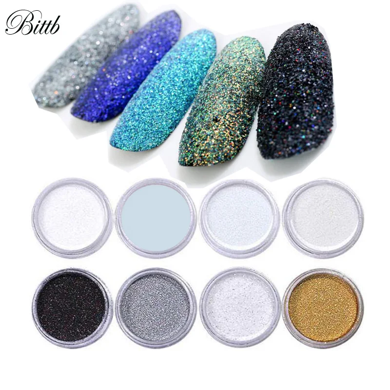 

2Pc Gradient Nail Glitter Powder Holographic Chunky Nail Loose Dust Sugar Velvet Glitters Pigment for Nail Art, UV Resin, Crafts