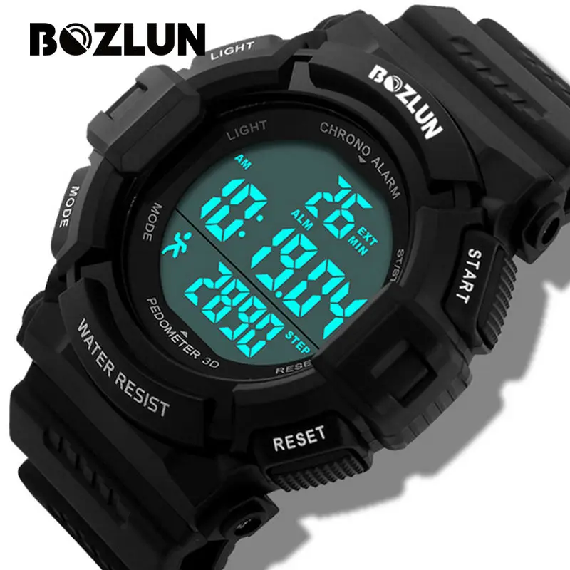 

Bozlun ST03 Sports Men Watches Digital Wristwatches 50M Waterproof Clocks Alarm Lock Pedometer Chronograph New Relogio Masculino