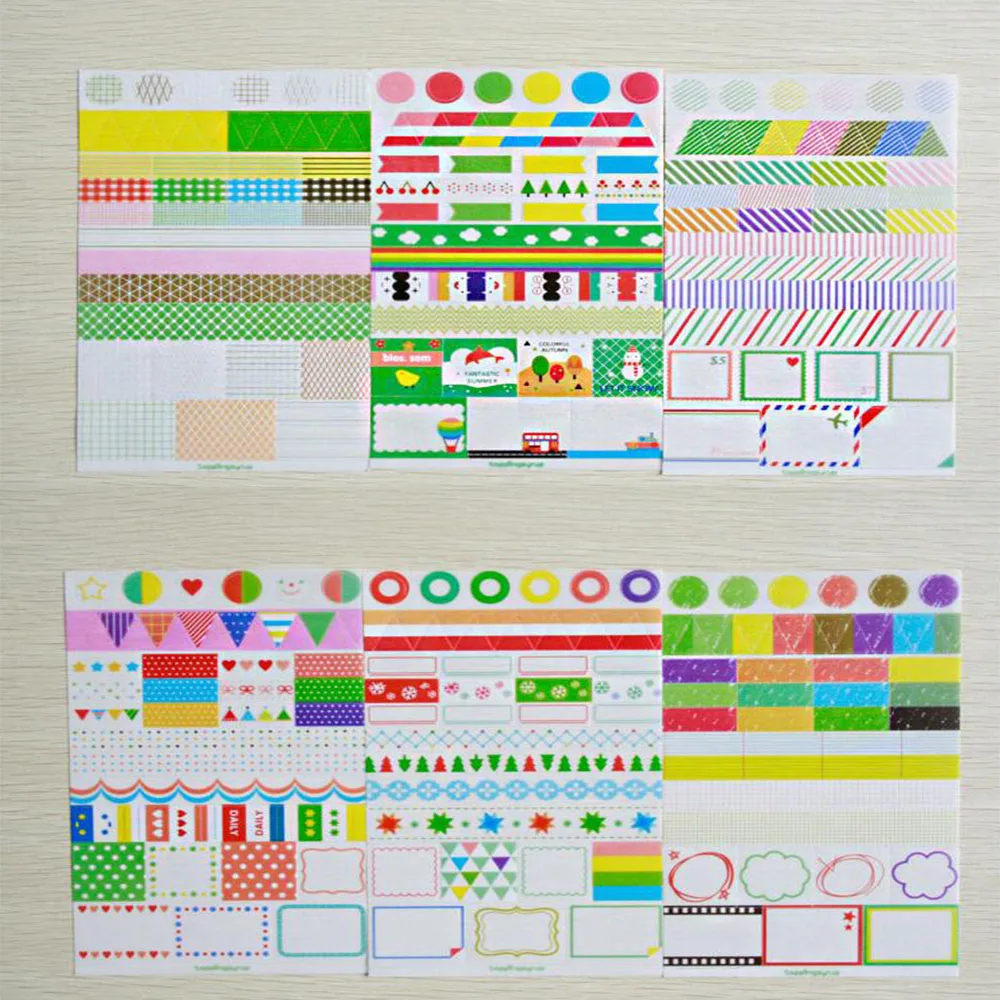 

6 Sheets Korea Blue Life DIY Rainbow Drawing Maker Sticker Decorative Tape Kids Craft Scrapbooking Sticker For Diary Book Album