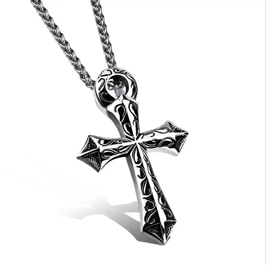 

Best Selling 2018 New Cross Jewelry for Men Stainless Steel Rustless Pendant Necklace Punk Cool Necklaces Allergy Free Products