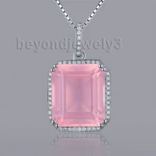 Романтическая розовая подвеска с кристаллами и бриллиантами из белого золота 14 к для любимой девушки