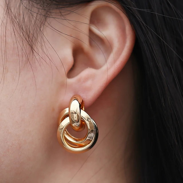 Flashbuy Gold Color Twist Alloy Drop Earrings For Women Simple Geometric Earrings Wedding Fashion Jewelry Trendy Accessories 4