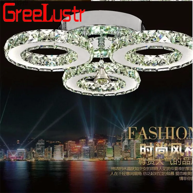 Kaufen Moderne Kristall Ringe Decke Kronleuchter Lichter Silber Kristall Led Plafonnier für Schlafzimmer Küche Decke Lampe Lustre