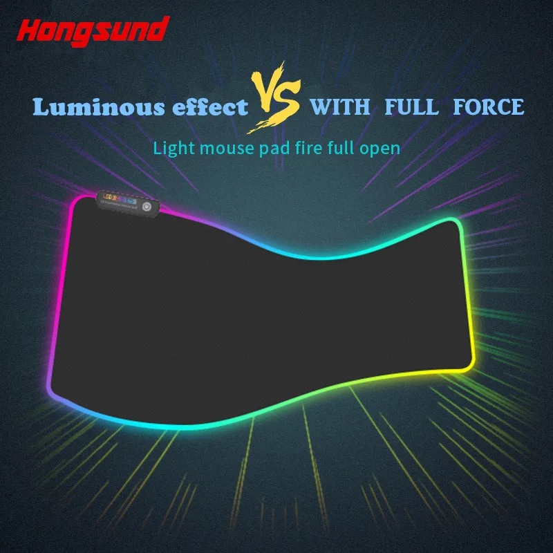 Hongsund супер-большой светильник-излучающий коврик для клавиатуры с боковой блокировкой игровой коврик для мыши утолщенный семицветный светодиодный светильник s