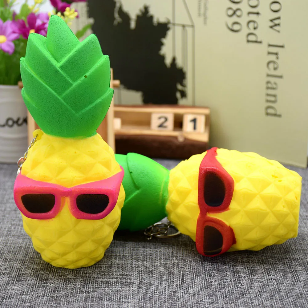 

2018 New fashion Cute Squeeze Pineapple Squishy Slow Rising Decompression Toys Easter Gift Phone StrapWith High Quality Hot #