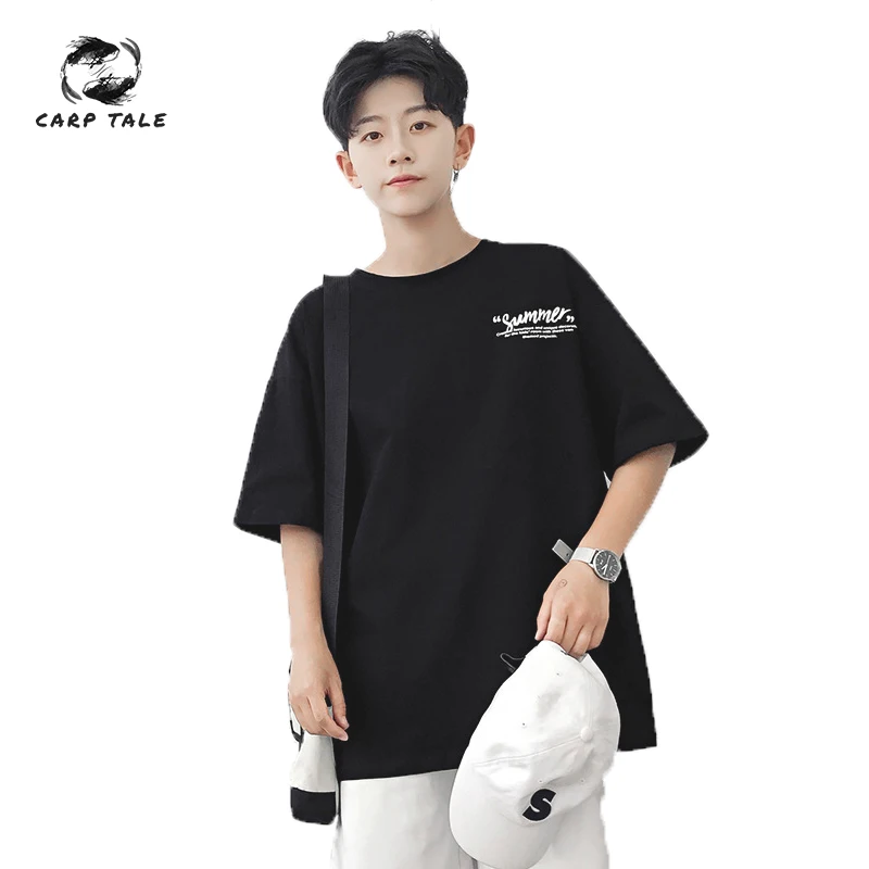 

Harajuku style hip-hop five points in the sleeves men loose Hong Kong style chic shirt tide brand half sleeve men's T-shirt