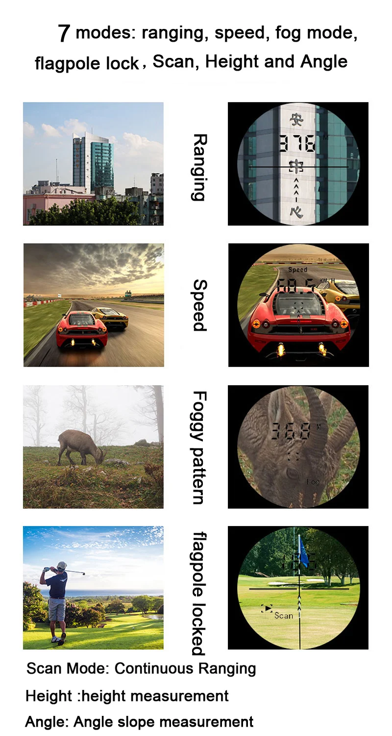 600 м Гольф Лазерный дальномер монокуляр телескоп 6x21 охота многофункциональный расстояние скорость угол измерение высоты дальномер