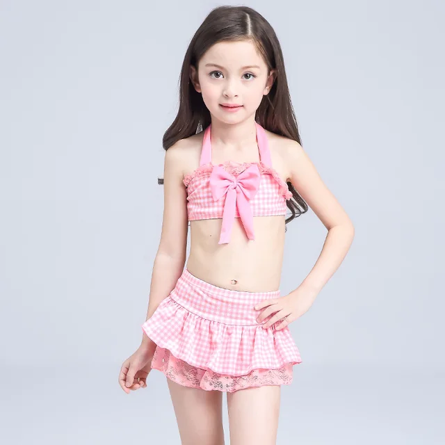 Special Offers Cute Plaid Swimsuit 2018 New Summer Children Split Two-piece Swimsuit Girls Bikini Girls Beautiful Bikini Children's Swimwear