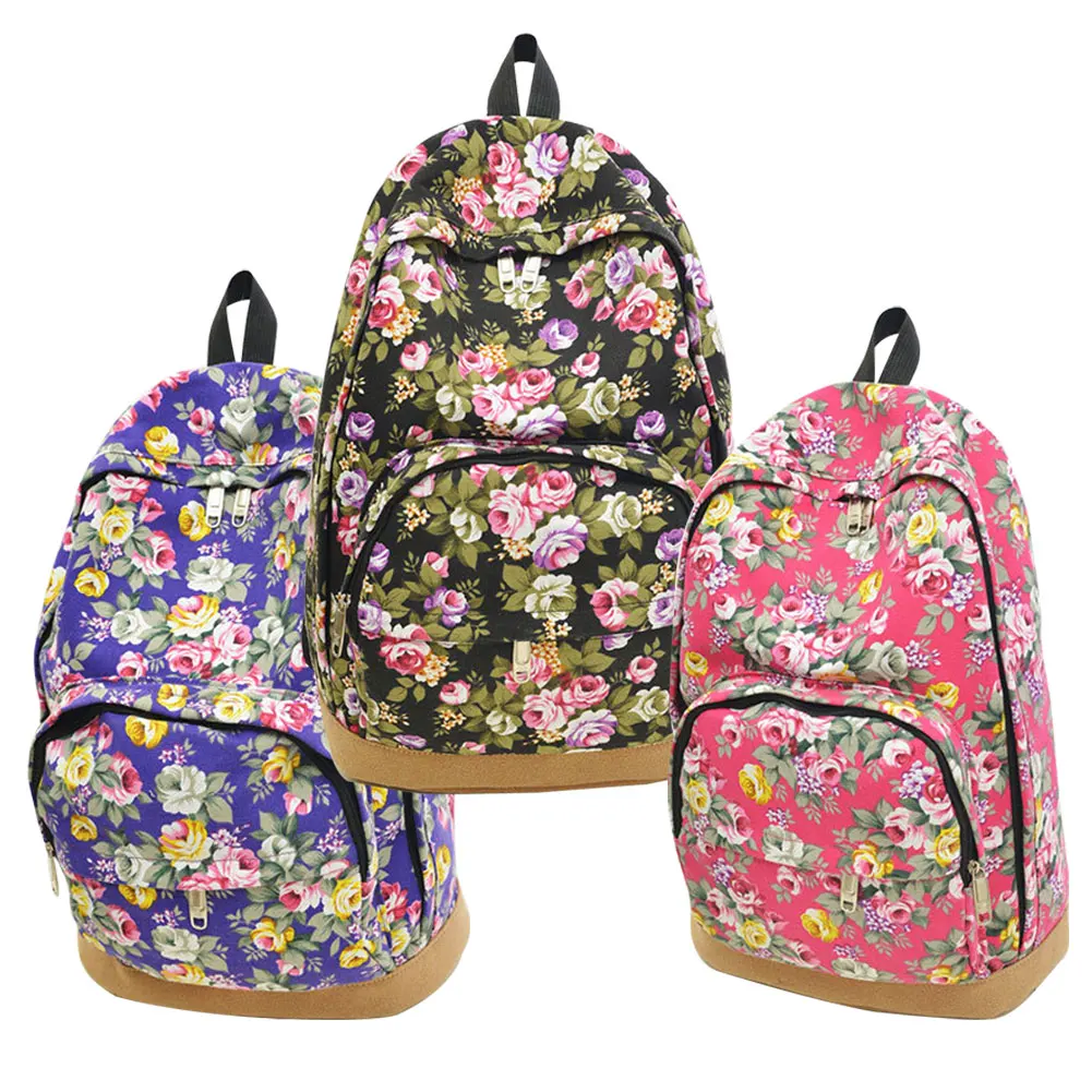 

2015 Retro Women's Canvas Travel Rucksack Hobo School Bag Satchel Backpack Rose Floral LT88