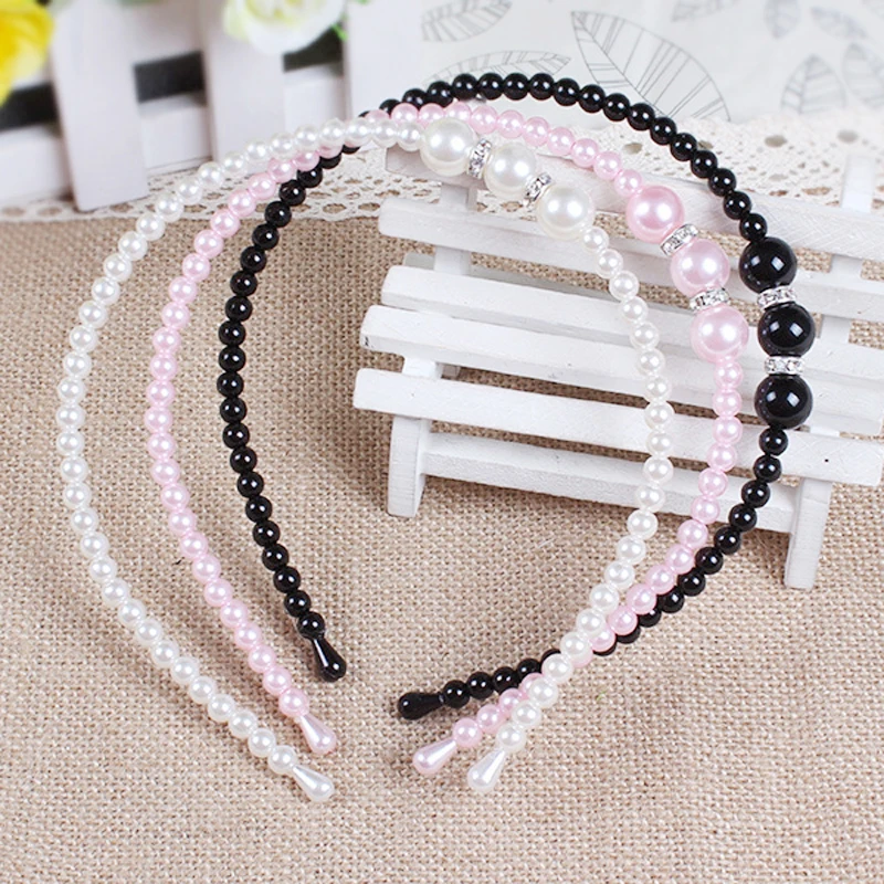 

1PC Princess Pearl Bezel Rhinestone Hair Hoop Hairbands Elegant Women Girls Pearl Headbands Hair Piece Hair Accessories Headwear