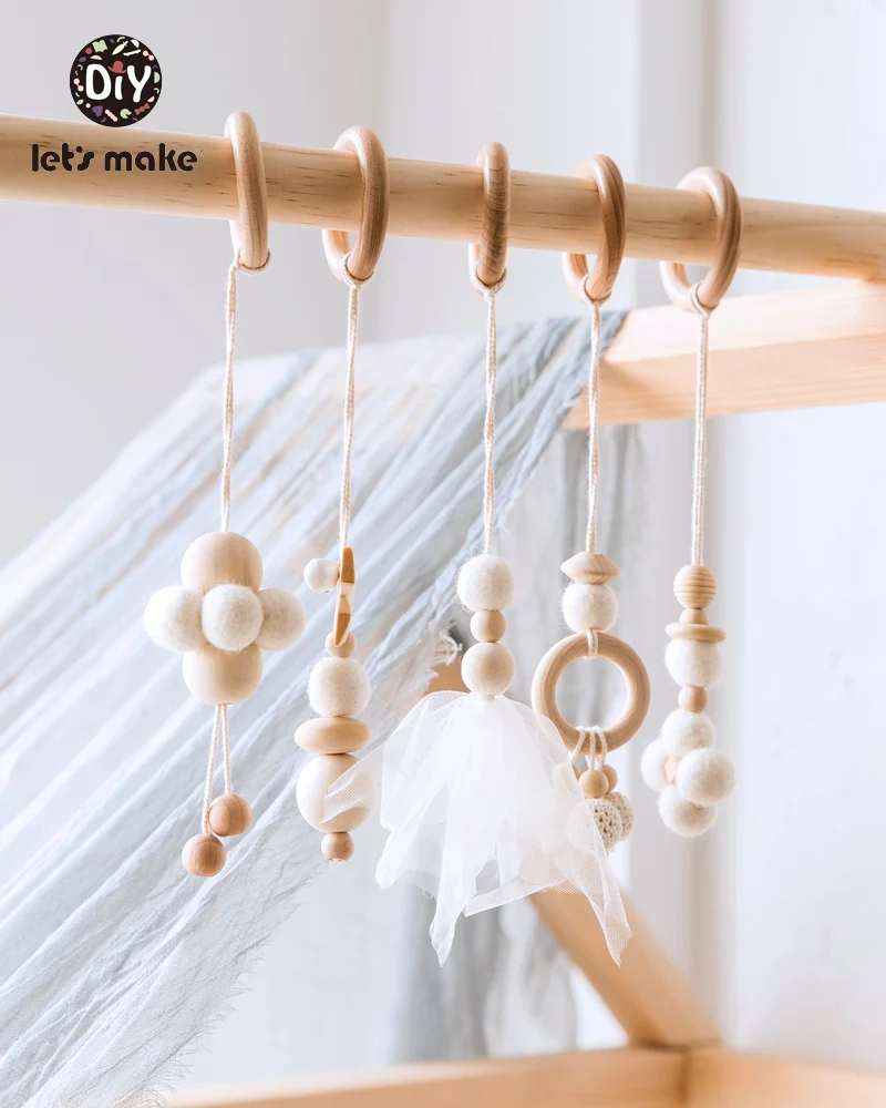 

Let's Make Baby Rattle Wooden Rattles 5pcs 4-6 Months Educational Ring Kapok Star Flower Crochet Wool Ball DIY Lace Baby Toys