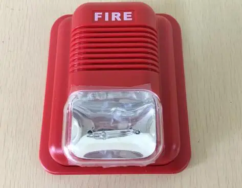 Fire Alarm Siren Red Sound and White Flash Light for Fire Safety Systems