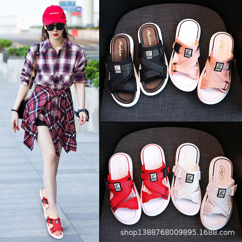 Koovan Women's Sports Sandals Female 2019 New Magic Stick Flat Bottom Leisure Shoes Summer Slippers For Girls