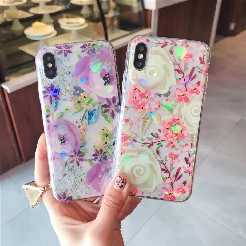 

Case for iPhone XS iPhone X Floral Garden Flower Printed Clear Design Transparent Slim Back Case 5 5s SE 6 6s 7 8 Plus XR XS MAX
