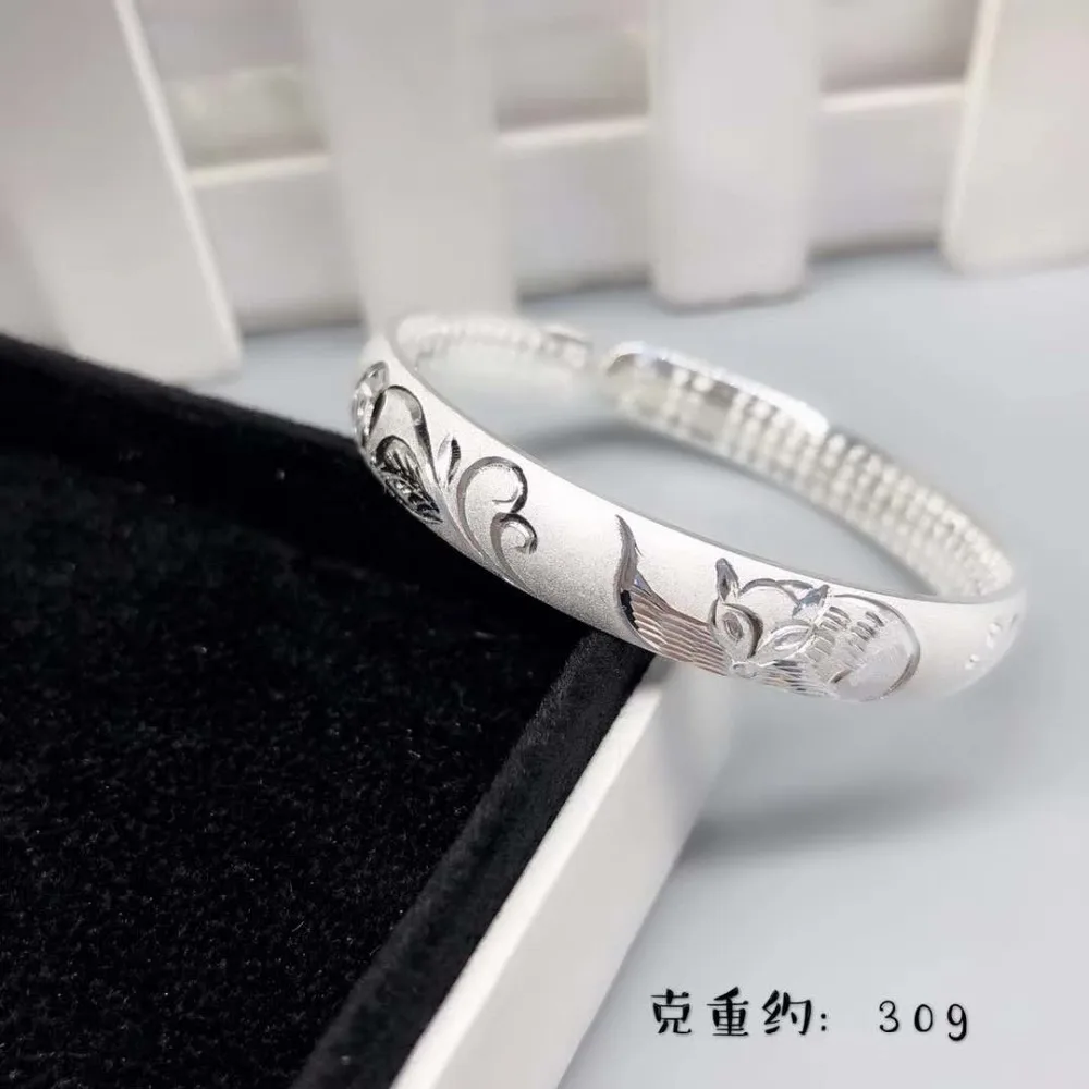 

JOOCHEER Sterling S999 silver Bangles 999 Bangle Written star cute romantic printing love trendy opening bracelet