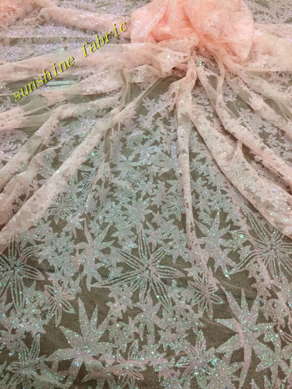 Sparkle african lace fabric ZH1116 80 glued glitter sequins French