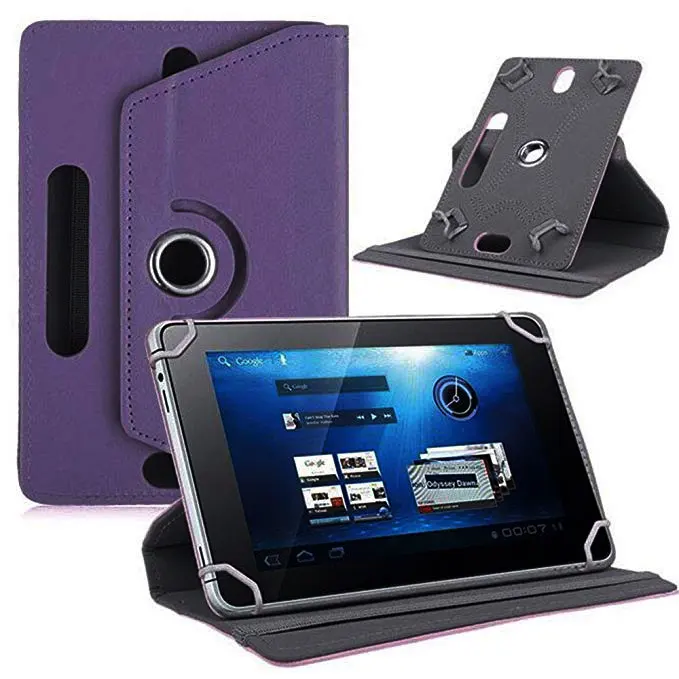 Для LG G Pad 10,1 V700 10," дюймов 360 градусов вращающийся Универсальный чехол для планшета из искусственной кожи ручка - Цвет: Purple