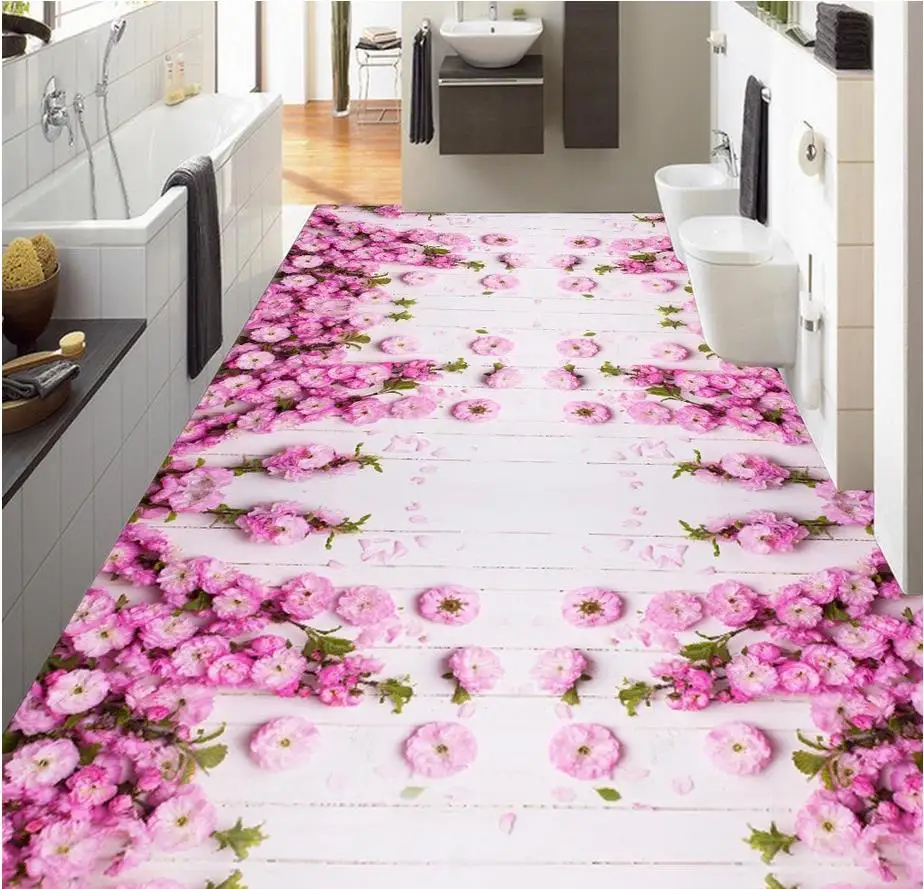 Aliexpress.com : Buy Beautiful pink flowers 3D floor tiles Photo floor