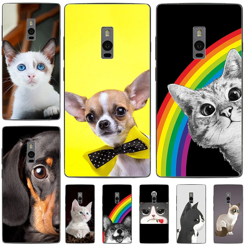 Фото Необычный чехол для телефона OnePlus Two, чехол для OnePlus 2 A2001, A0002, OnePlus2, пластиковый животное, мультяшная кошка чехол с собакой, волком, принцессой №2