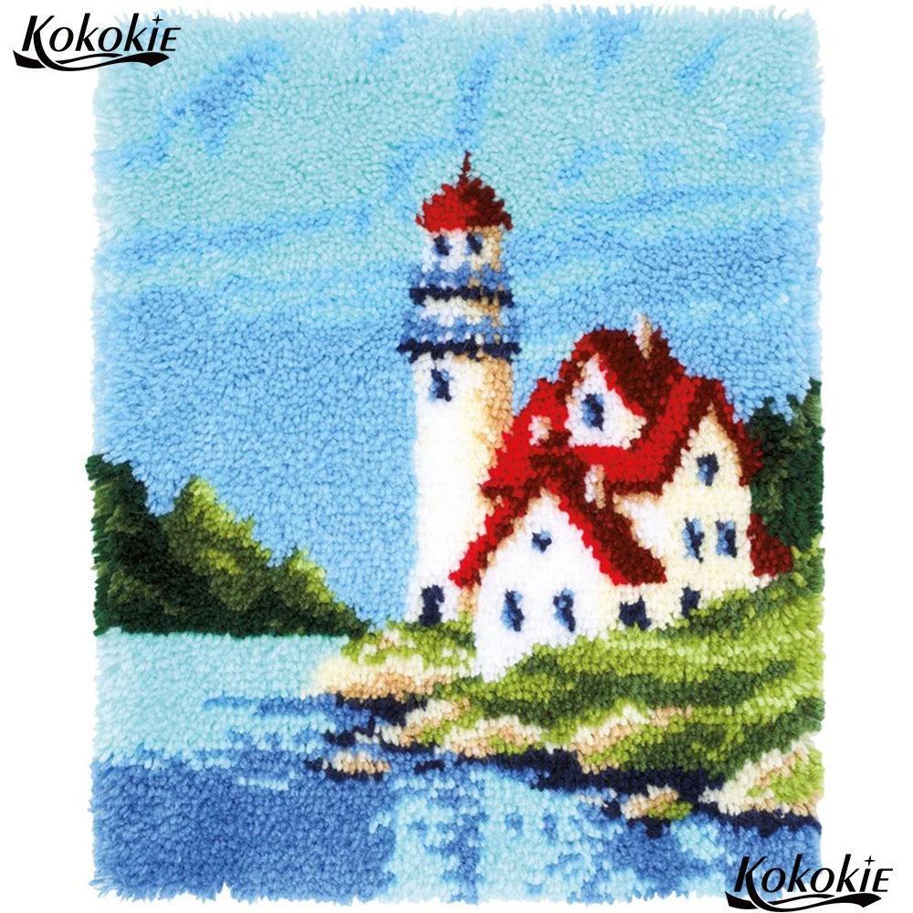 Best Price Landscape decor latch hook kits rug tapestry kits printed Handmade crochet tapis latch hook kussen needle for carpet embroidery Best Price Landscape decor latch hook kits rug tapestry kits printed Handmade crochet tapis latch hook kussen needle for carpet embroidery