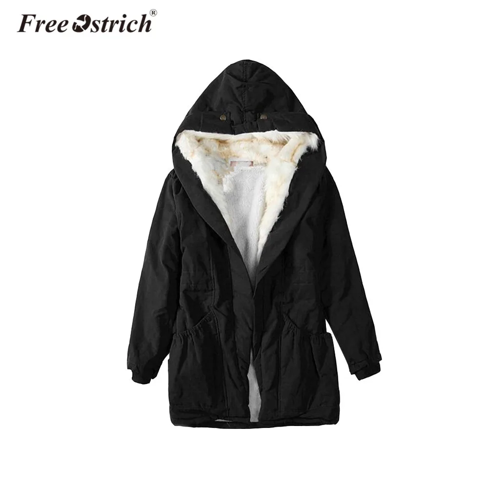 

Free Ostrich Coats Women Outwear Parkas Fur Collar Cotton Zipper Pocket Warm Coat Winter Casual Abrigo Mujer Dropshipping De12