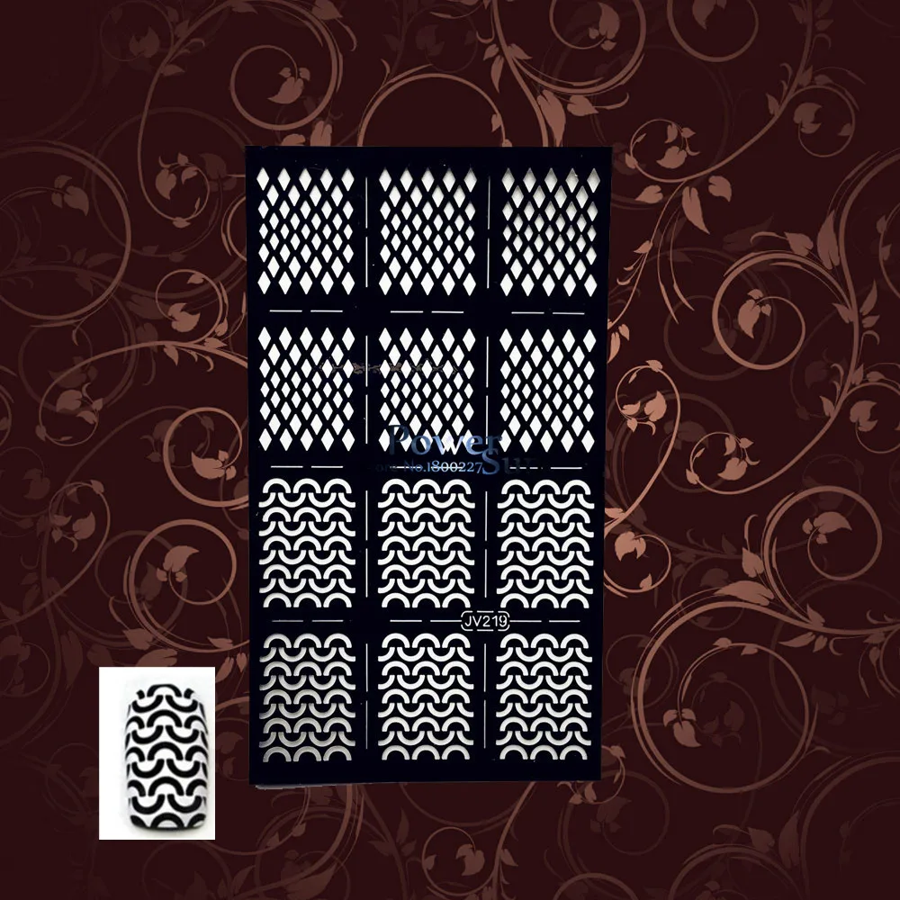 

1PC Diamond Designs Nail Decals Polish Airbrush Accessory Nail Decoration PBJV219 Black Hollow Pattern Sexy Nail Sticker Stencil