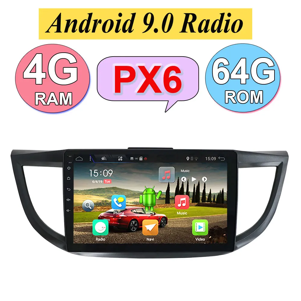 Android 9,0 автомобильный dvd gps мультимедийный плеер Подходит для Honda CRV автомобильный Радио навигатор Видео Аудио плеер 4G ram 64G rom SWC BT OBD