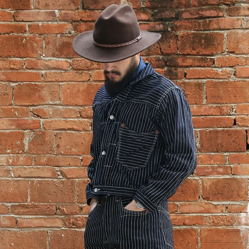 878 Bronson Винтаж Индиго куртка вабаш в полоску 15 5 Oz джинсовая куртка|denim jacket|jacket