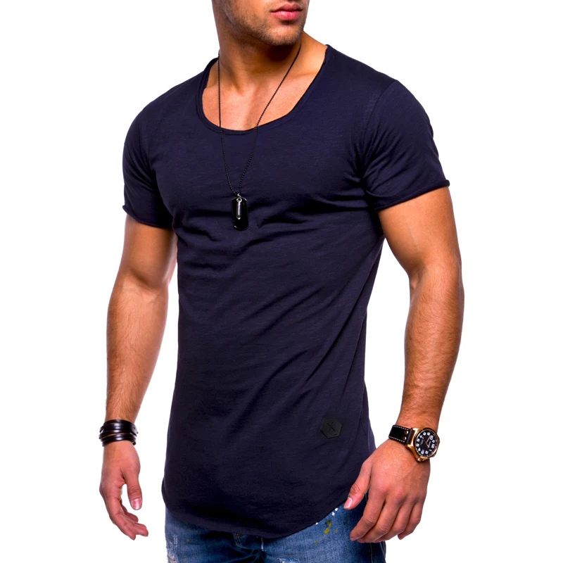 men t shirt summer top 2018 fashion trends mens clothing Solid O Neck ...