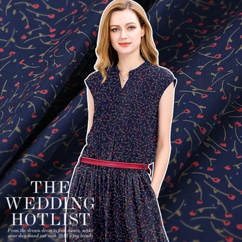 

Digital painting silk crepe de chine fabric summer clothing silk fabric for dress crepe silk fabric wholesale silk cloth