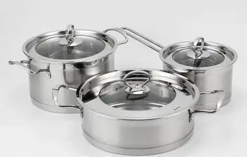 

Stainless steel non-magnetic double bottom set of soup, milk pot, frying pan set combination pot