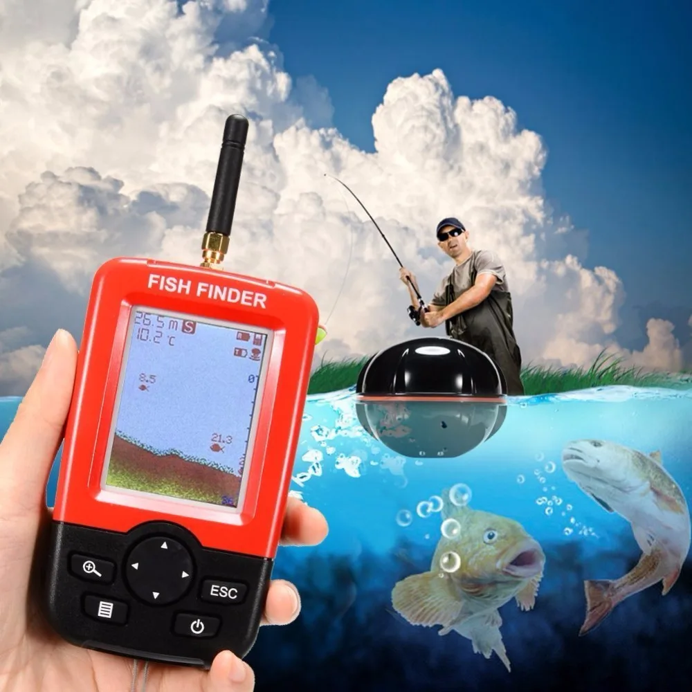 Портативный глубина рыболокаторы с м 100 беспроводной Sonar сенсор эхолот Fishfinder море