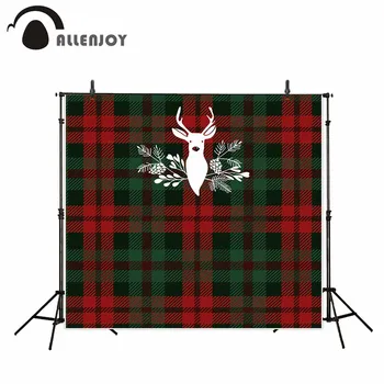 

Allenjoy photography background Red green lattice lovely elk pine branches backdrop Christmas photo studio camera fotografica