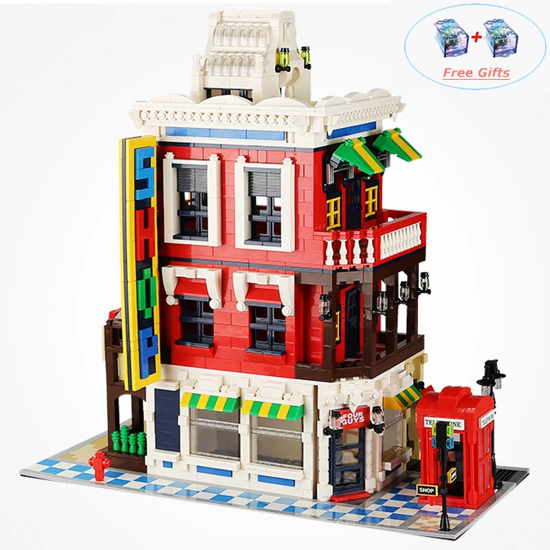 

For LEGOing City Creator Corner Store Advanced Model Modular Buildings Architecture Blocks For LEGOing City Street View Toy Kids