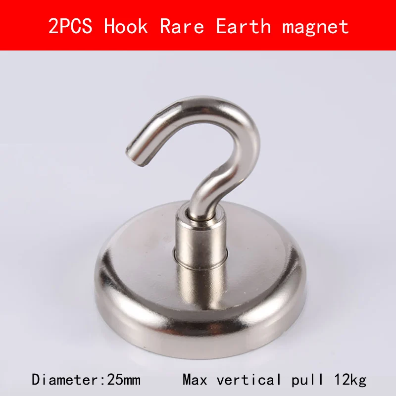 

2PCS Base D25 hook max vertical pull 12KG permanent rare earth Magnet Multipurpose magnetic hook