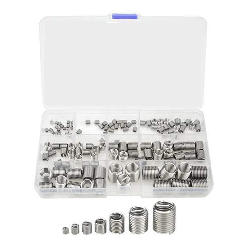 SHGO HOT-120Pcs Серебряный M3-M12 Набор для ремонта резьбы набор из нержавеющей стали для ремонта аппаратных средств