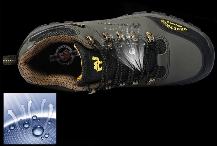 Высокое качество Мужская обувь из натуральной кожи, водоотталкивающих скальных туфель Демисезонный брендовые уличные мужские Прохладный для трекинга, альпинизма водонепроницаемая обувь