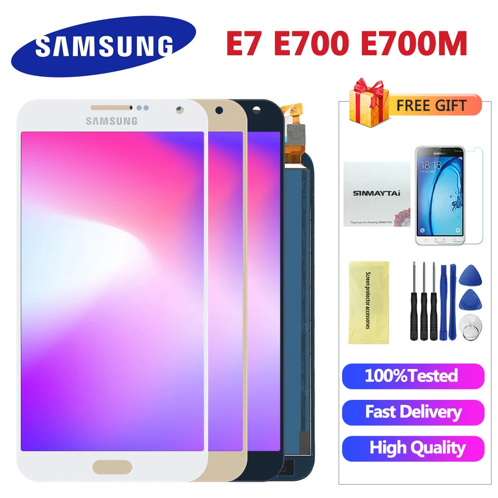 Может регулировать E700 ЖК экран для Samsung Galaxy E7 E700F E7000 E7009 полный сенсорный