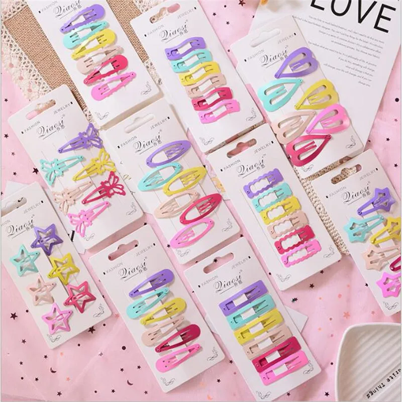 

1Pack 6PCS Candy Color Geometric Hair Clips Barrettes Girls Cute Hairpins Colorful Headbands For Kids Hairgrips Hair Accessories