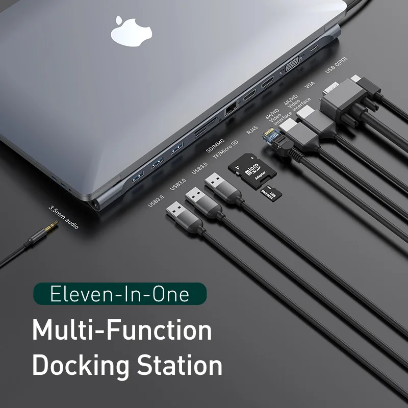 Pаспродажа Baseus USB C концентратор Type C к HDMI VGA RJ45 несколько портов USB 3,0 USB3.0 Type C разветвитель для Macbook Pro Air USB C концентратор адаптер питания