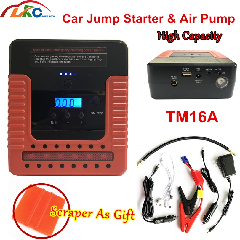 

High Capacity TM16A Auto Emergency Air Pump Compressor Tire Inflator Car Starter 12V for Diesel and gasoline car jump starter