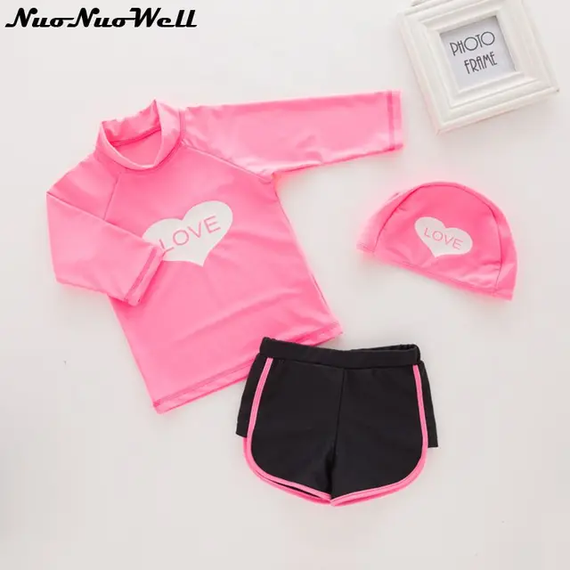 Cheap 0-36M Baby Girl Swimwear Summer Girls Swimwear Kids Bathing Suit Children Swimwear Rash Guards Girls Children's Swimsuit 3pcs 